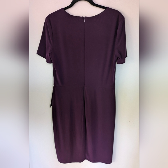 RALPH LAUREN Womens Purple Ruffled Short Sleeve Crew Neck Mini Sheath Dress 14 - Picture 4 of 12